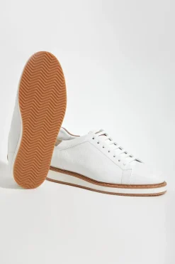 Baskets grainées blanches - Made in Italy