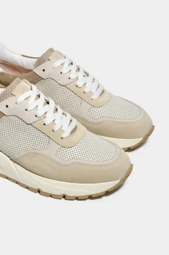 Baskets running beiges et blanches - Made in Italy