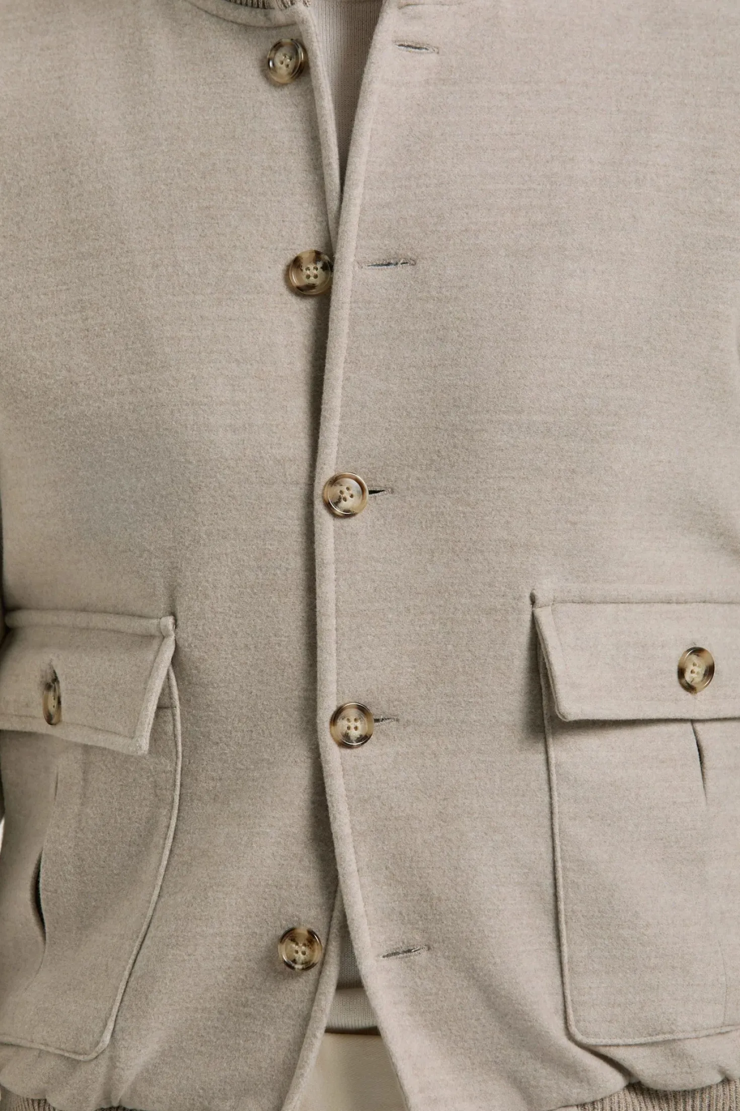 Blouson aviateur beige en flanelle de laine Super 180's – Made in Italy