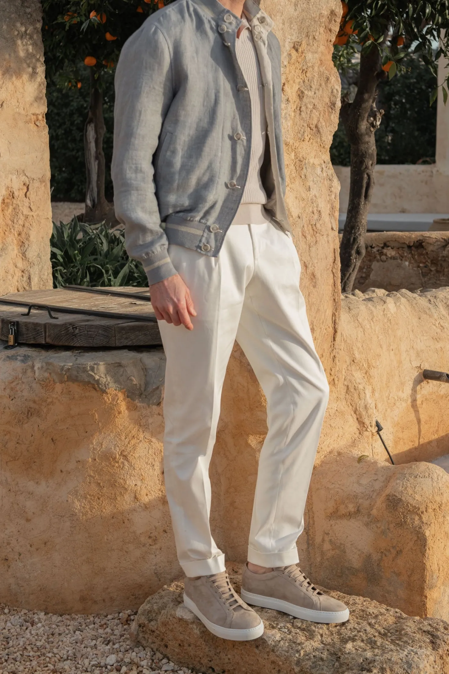 Blouson bomber réversible Gris clair et beige – Made in Italy