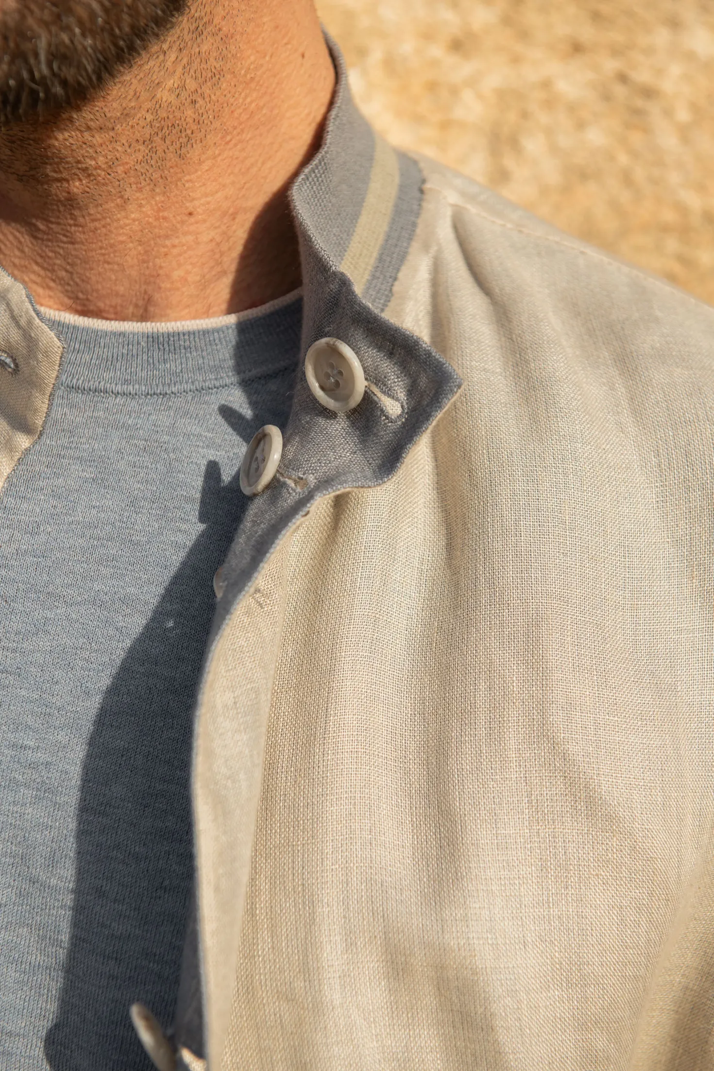 Blouson bomber réversible Gris clair et beige – Made in Italy