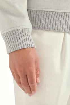 Bomber Blanc cassé à col en vison - Made in Italy