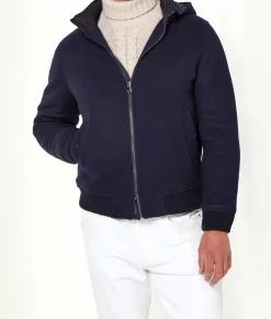 Bomber à capuche bleu - Made in Italy