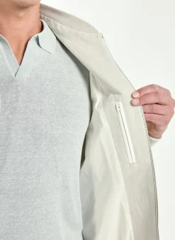 Bomber en lin et coton sable - Made in Italy