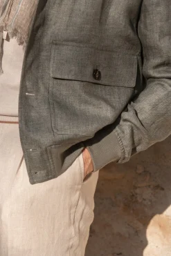 Bomber en lin Sauge – Made in Italy