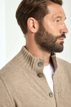 Bomber en maille de cachemire taupe – Made in Italy