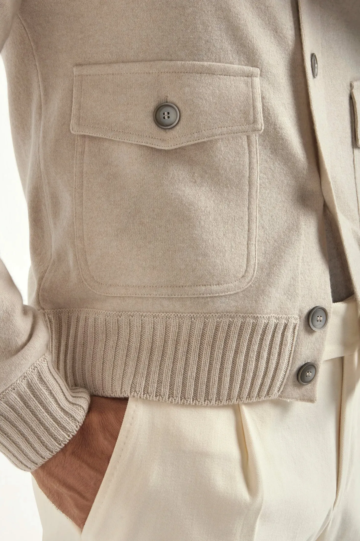 Bomber en maille de cachemire Stone – Made in Italy