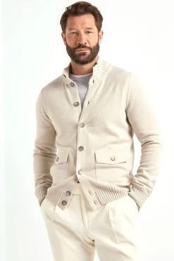 Bomber en maille de cachemire Stone – Made in Italy