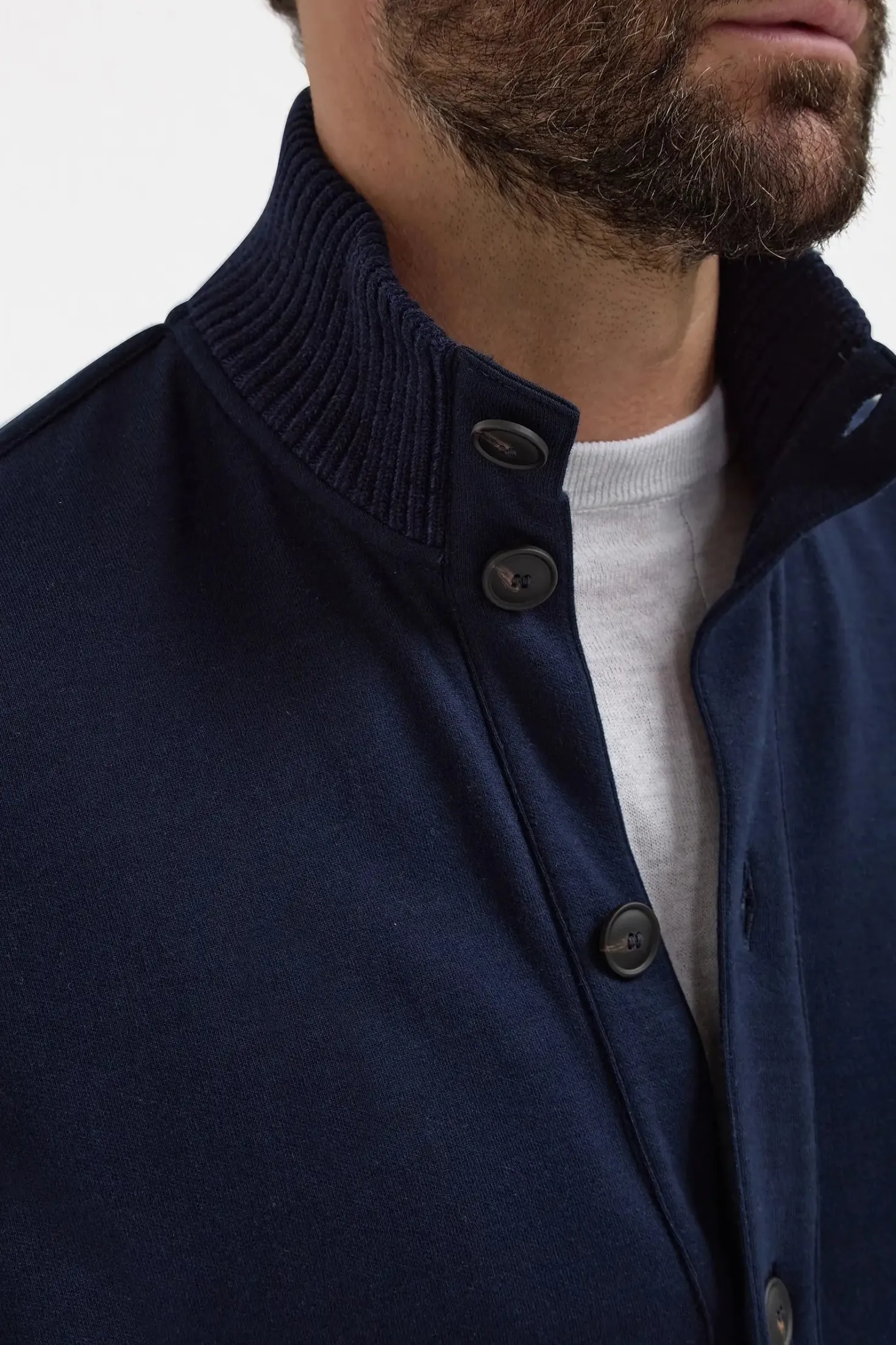 Bomber en maille de coton bleu – Made in Italy