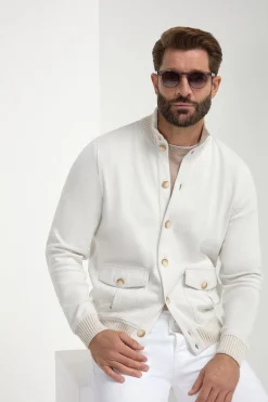 Bomber en maille de coton Stone – Made in Italy