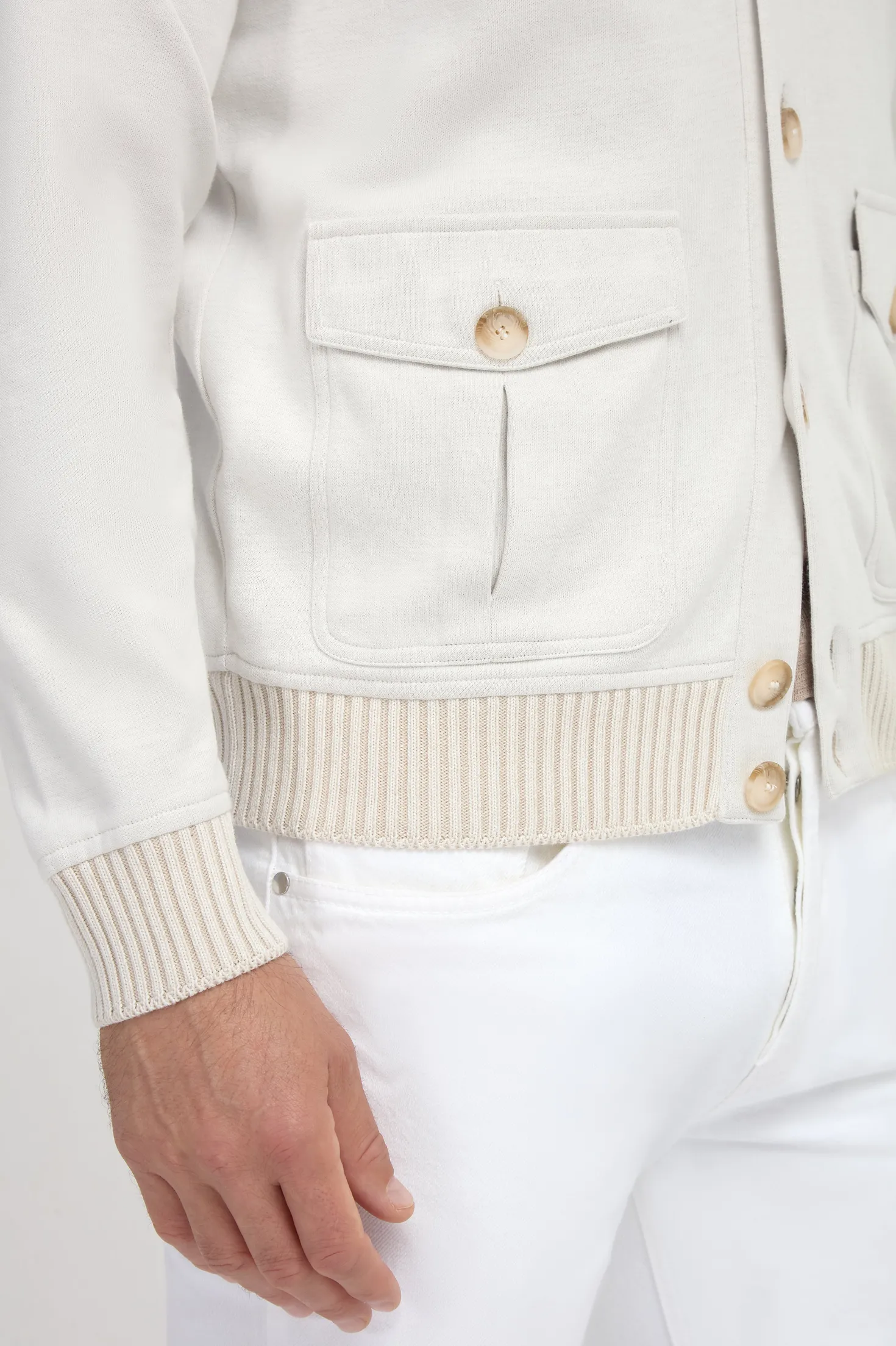 Bomber en maille de coton Stone – Made in Italy