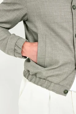 Bomber en mélange de lin Sauge - Made in Italy