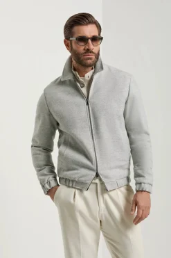 Bomber gris clair à chevrons - Made in Italy