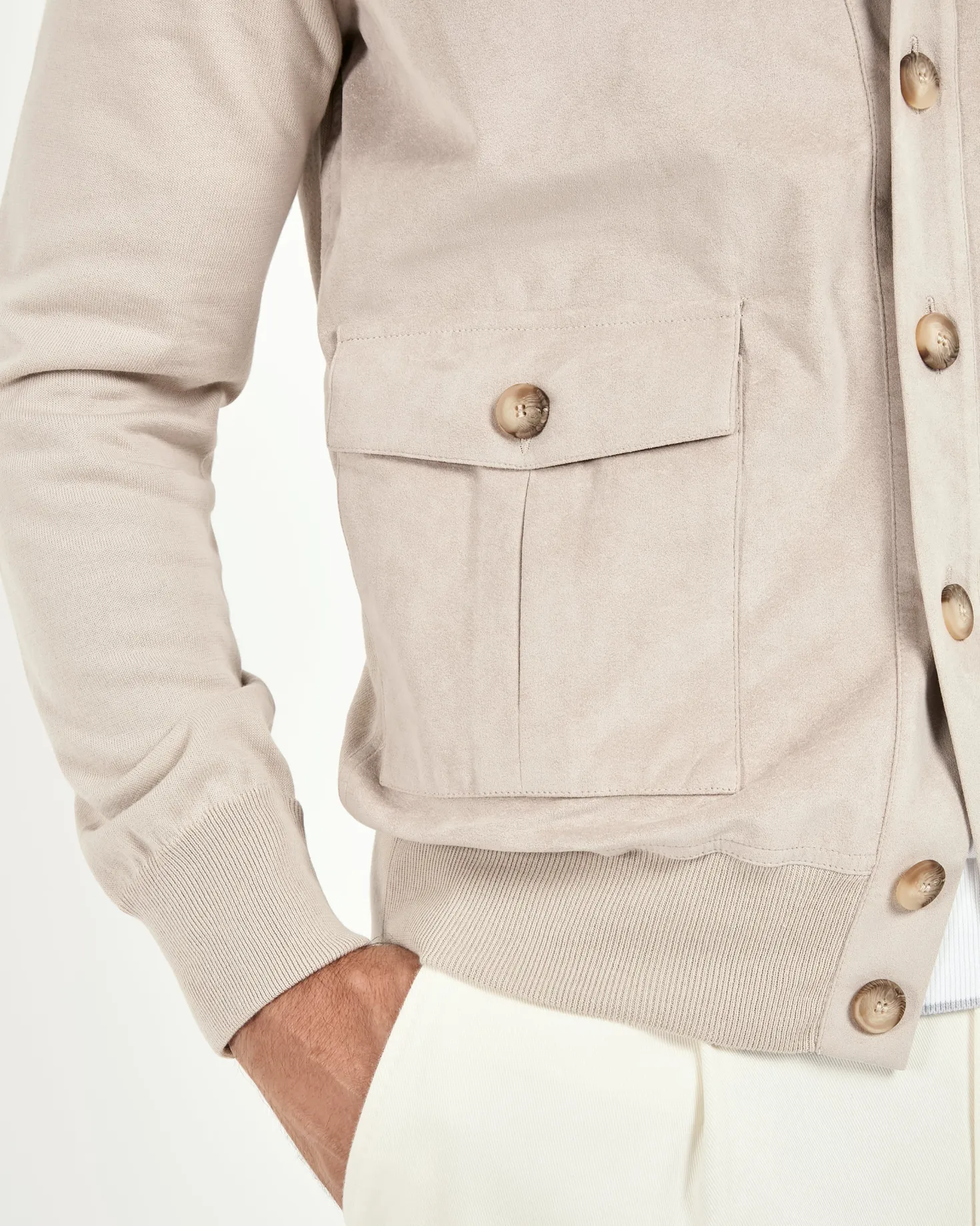 Bomber sable en maille et alcantara - Made in Italy