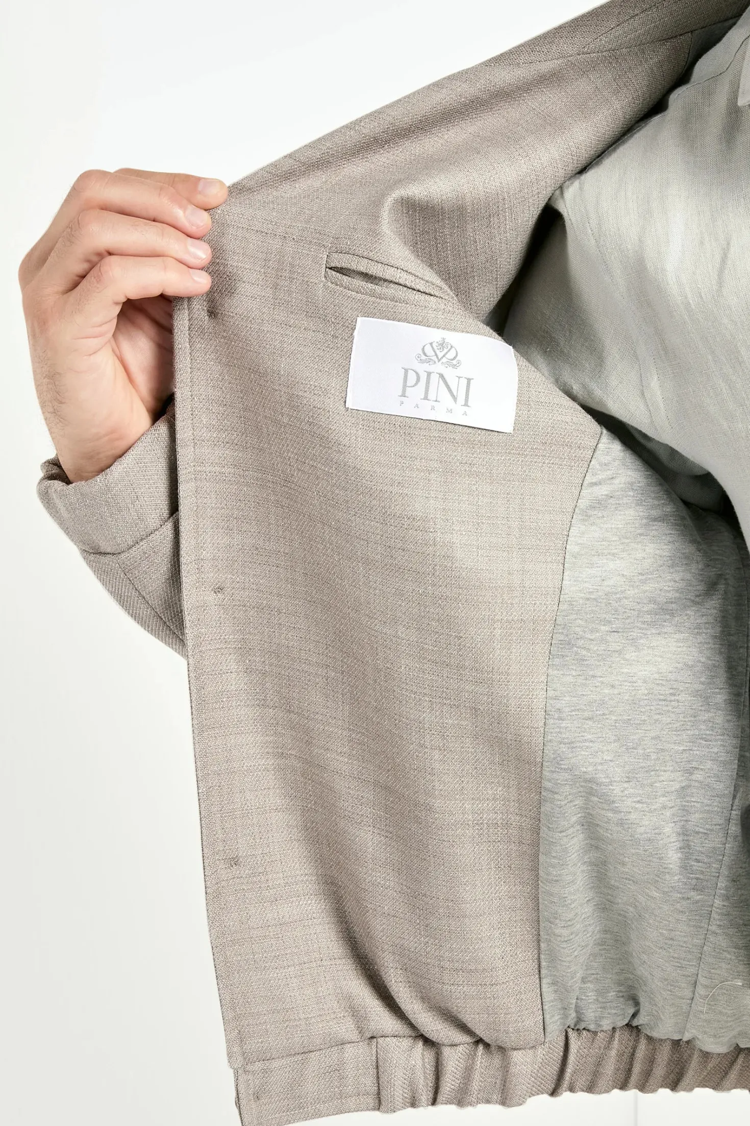 Bomber taupe en mélange de lin - Made in Italy