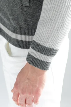 Bomber universitaire en maille gris - Made in Italy