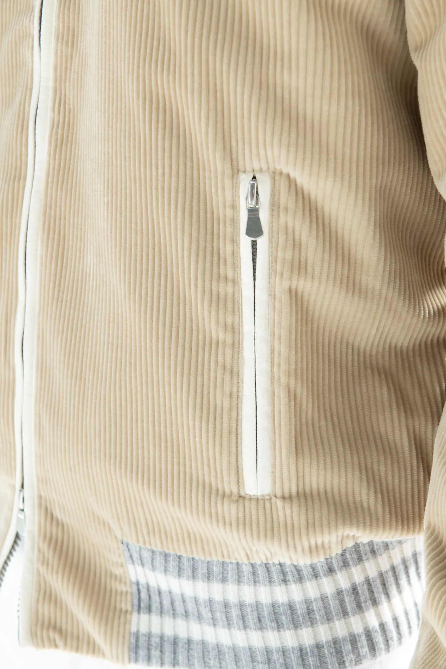 Bomber universitaire en velours côtelé beige - Made in Italy