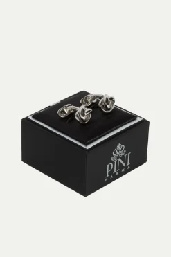 Boutons de manchette nœud argent - Made in Italy