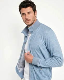Cardigan en jersey bleu océan - Made in Italy