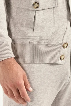 Cardigan en jersey taupe clair - Made in Italy