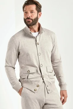 Cardigan en jersey taupe clair - Made in Italy