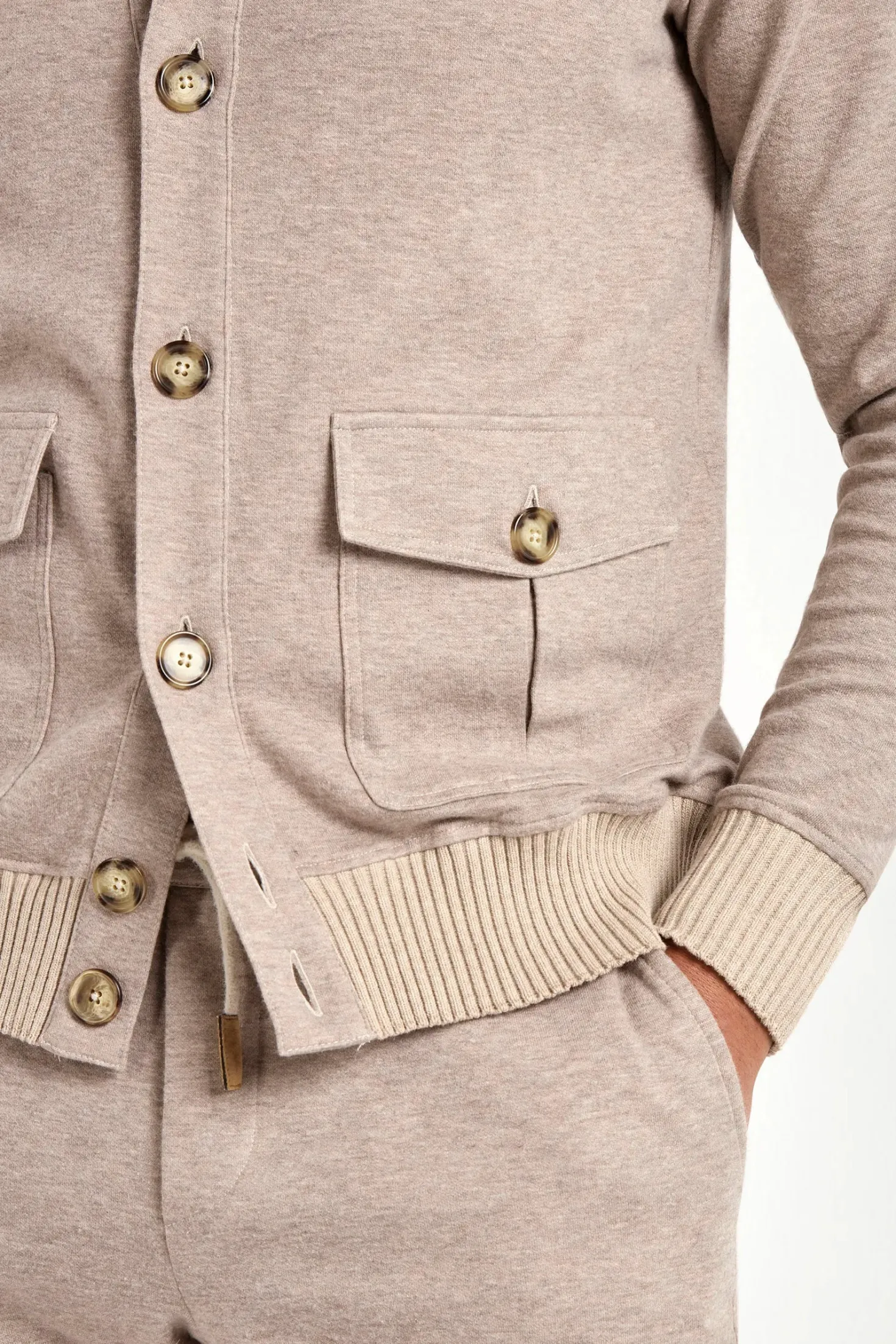 Cardigan en jersey taupe - Made in Italy