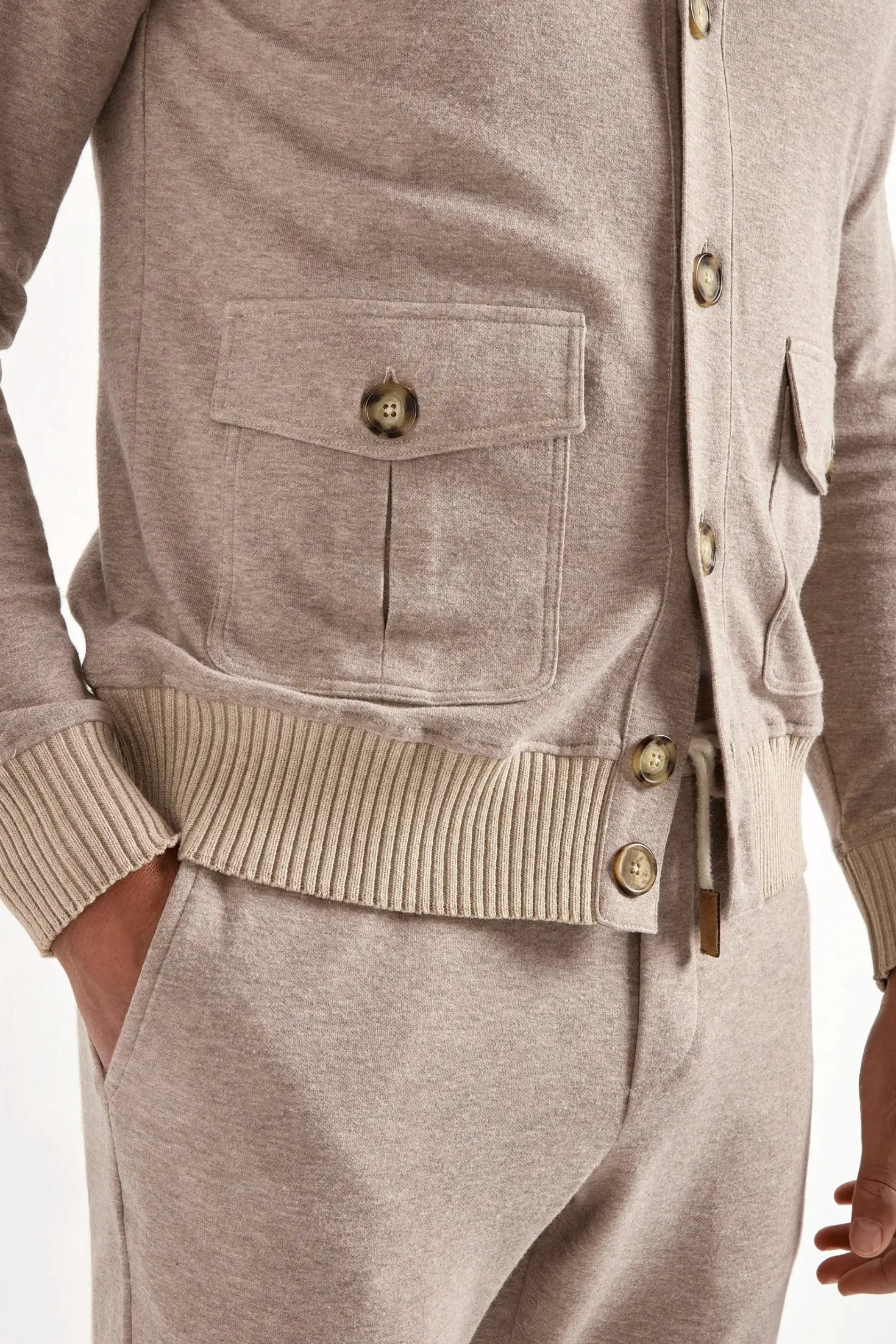 Cardigan en jersey taupe - Made in Italy