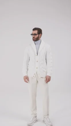 Cardigan en maille blanc - Made in Italy