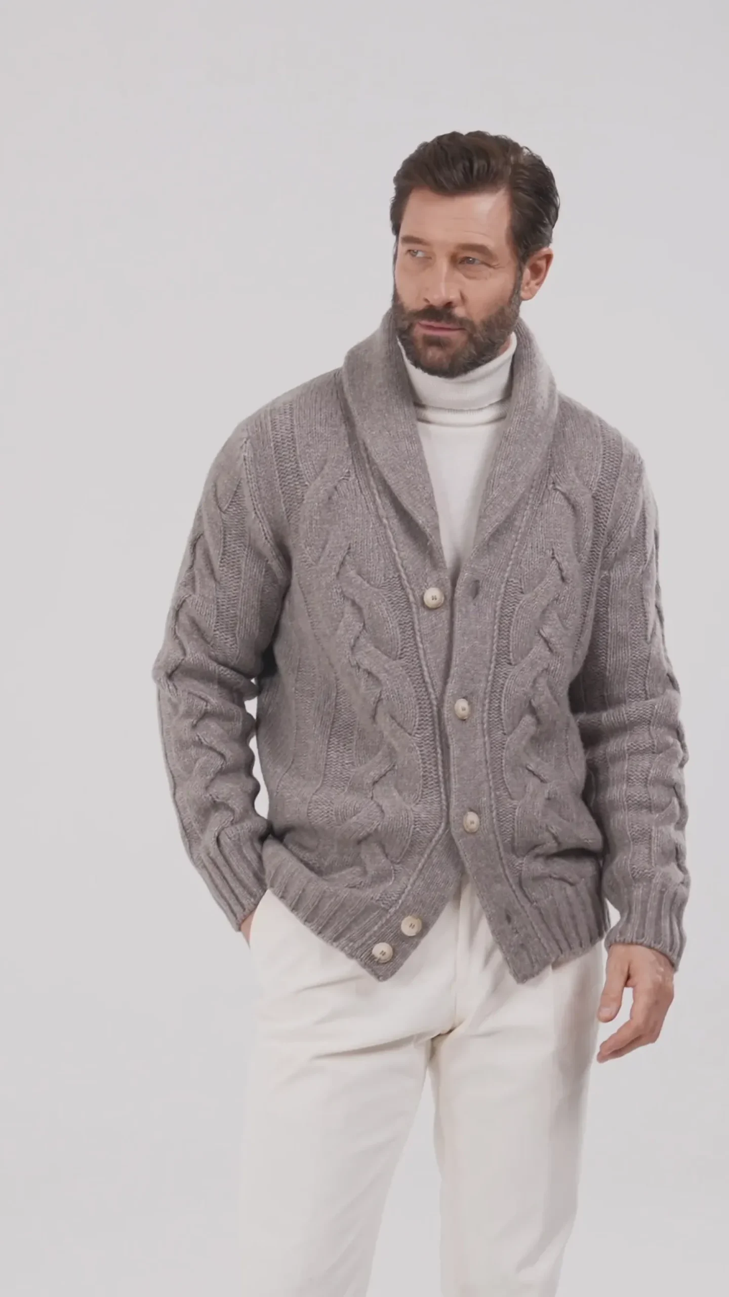 Cardigan en maille taupe - Made in Italy