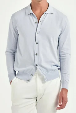 Cardigan polo bleu clair - Made in Italy
