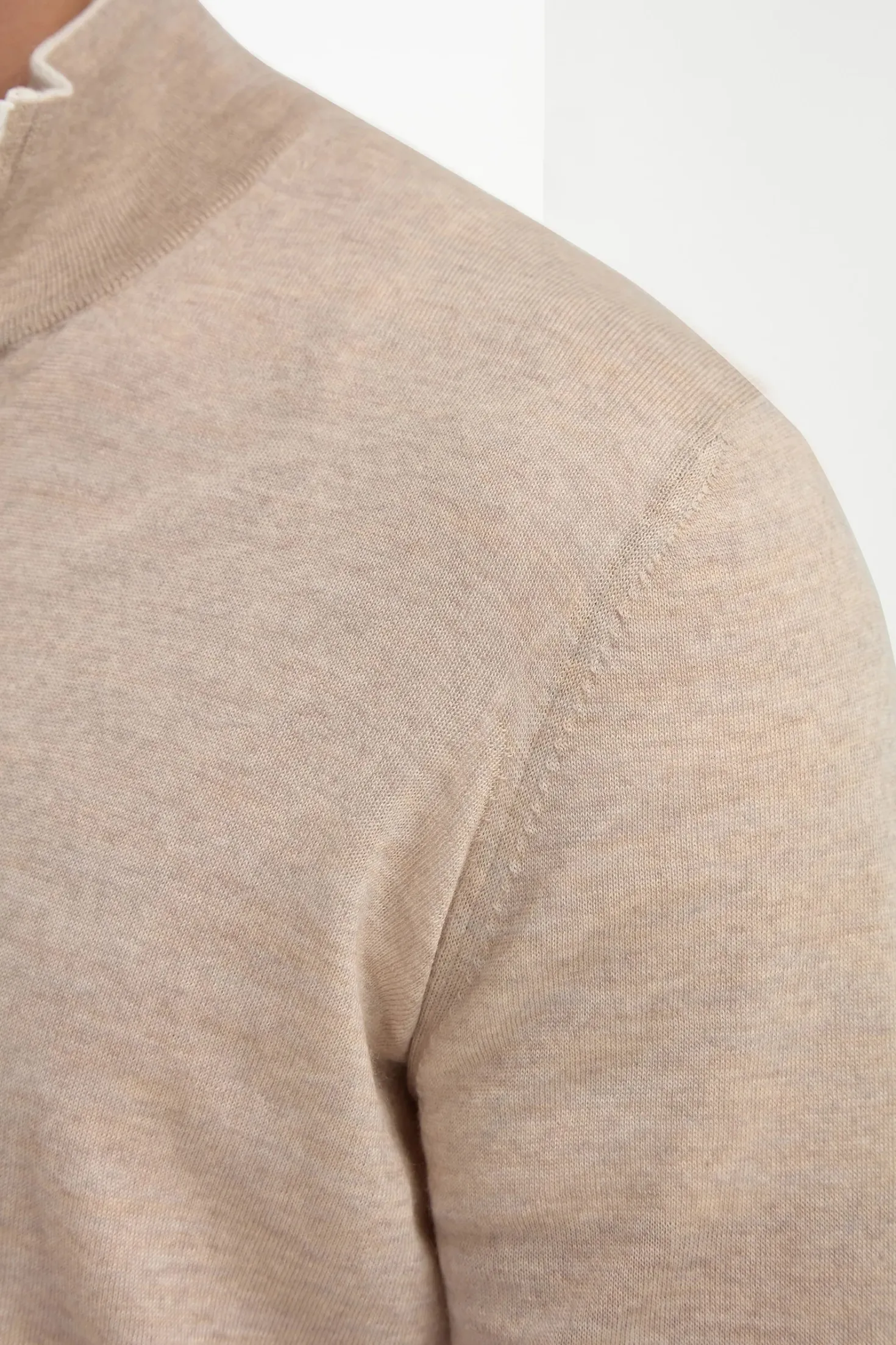Cardigan zippé en laine de Tasmanie taupe - Made in Italy