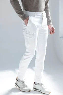 Cargo en toile stretch Blanc cassé - Made in Italy