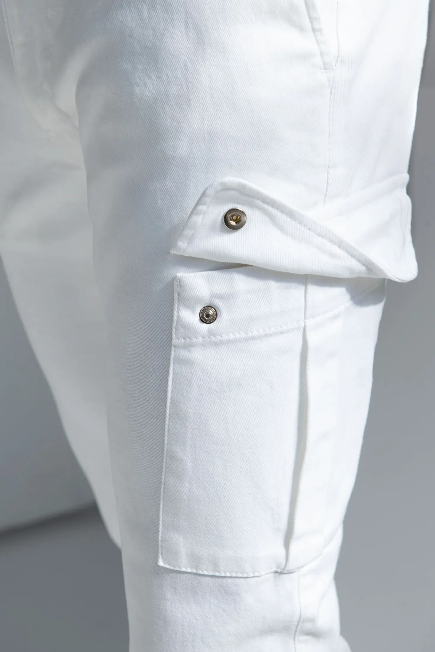 Cargo en toile stretch Blanc cassé - Made in Italy