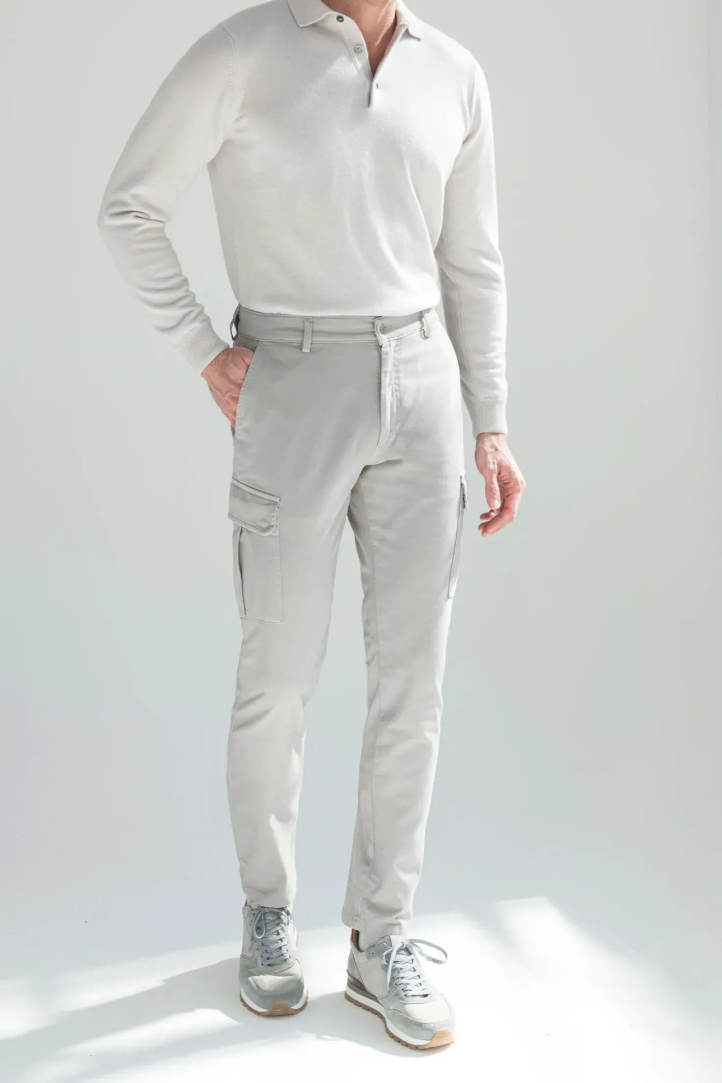 Cargo en toile stretch grise - Made in Italy