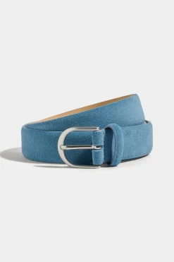 Ceinture en daim bleu ciel - Made in Italy