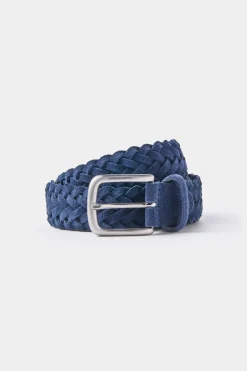 Ceinture tressée en daim bleu marine - Made in Italy
