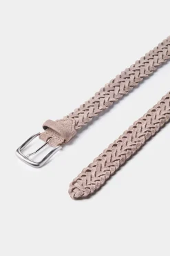Ceinture tressée en daim grège - Made in Italy