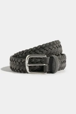 Ceinture tressée en daim grise - Made in Italy