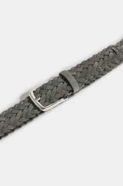Ceinture tressée en daim grise - Made in Italy