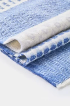 Écharpe micro-fantaisie bleue et blanche - Made in Italy