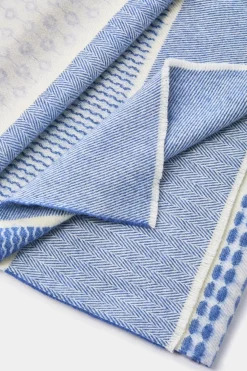 Écharpe micro-fantaisie bleue et blanche - Made in Italy
