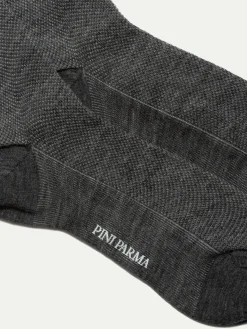 Chaussettes courtes grises à micro-motif fantaisie - Made in Italy