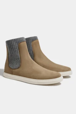 Chelsea boot taupe avec maille - Made in Italy