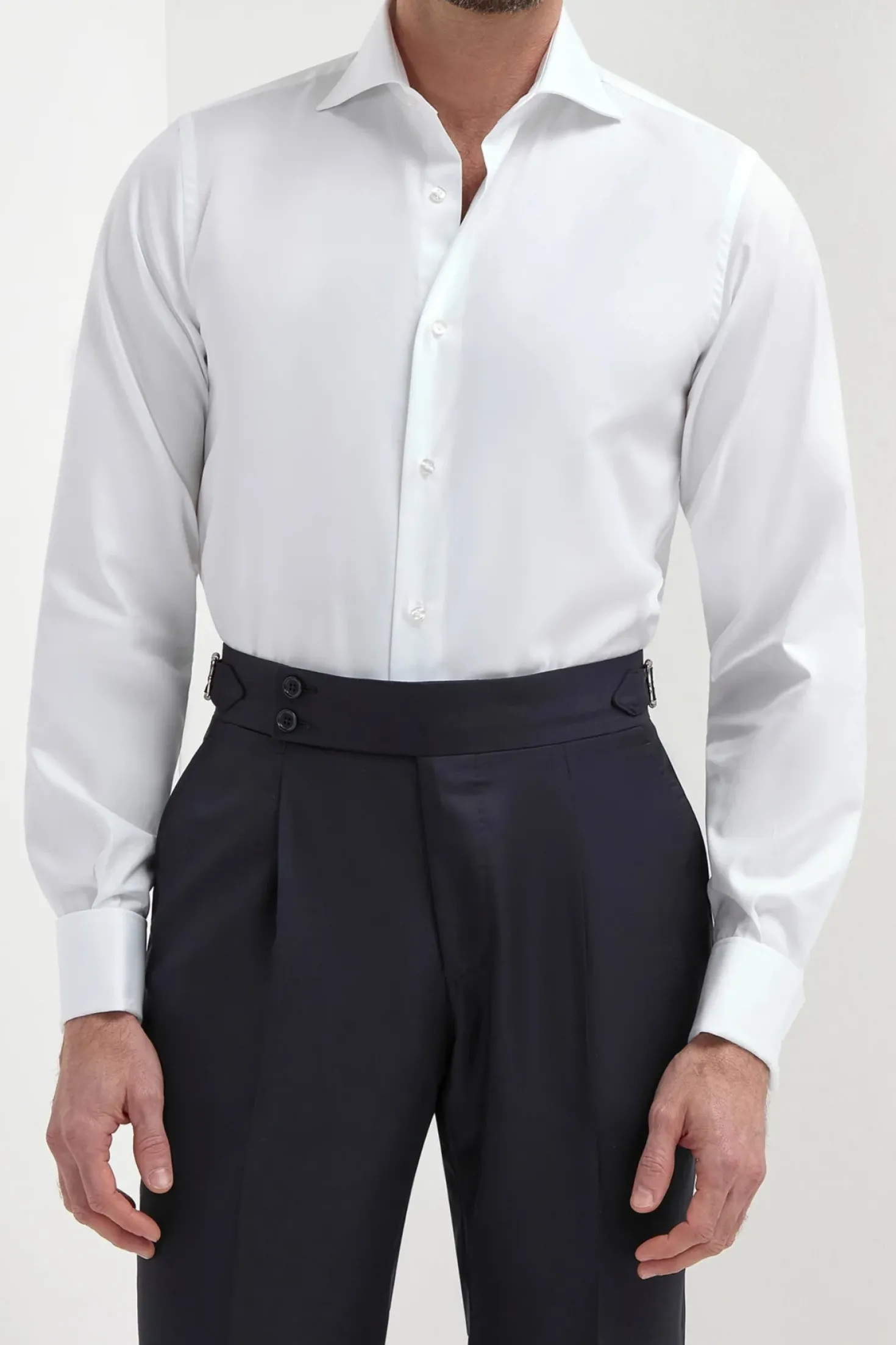 Chemise blanche à poignets mousquetaires - Made In Italy