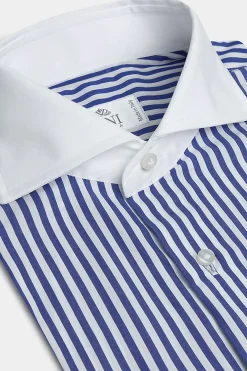 Chemise blanche à rayures bleues avec col blanc Limited Edition - Made in Italy