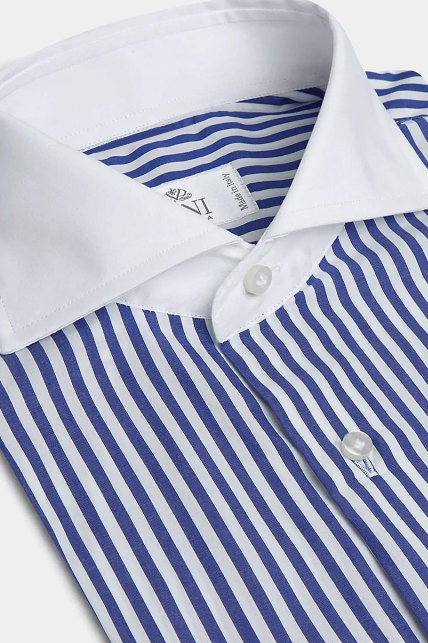 Chemise blanche à rayures bleues avec col blanc Limited Edition - Made in Italy