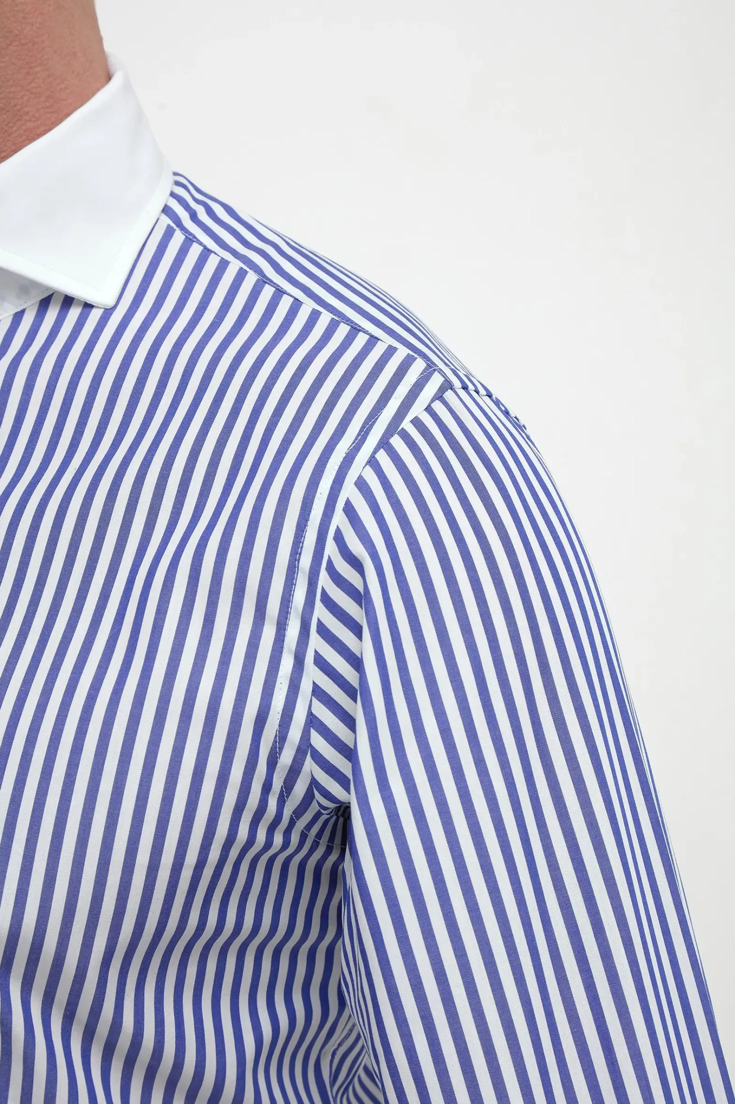 Chemise blanche à rayures bleues avec col blanc Limited Edition - Made in Italy