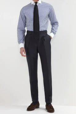 Chemise blanche à rayures bleues avec col blanc Limited Edition - Made in Italy