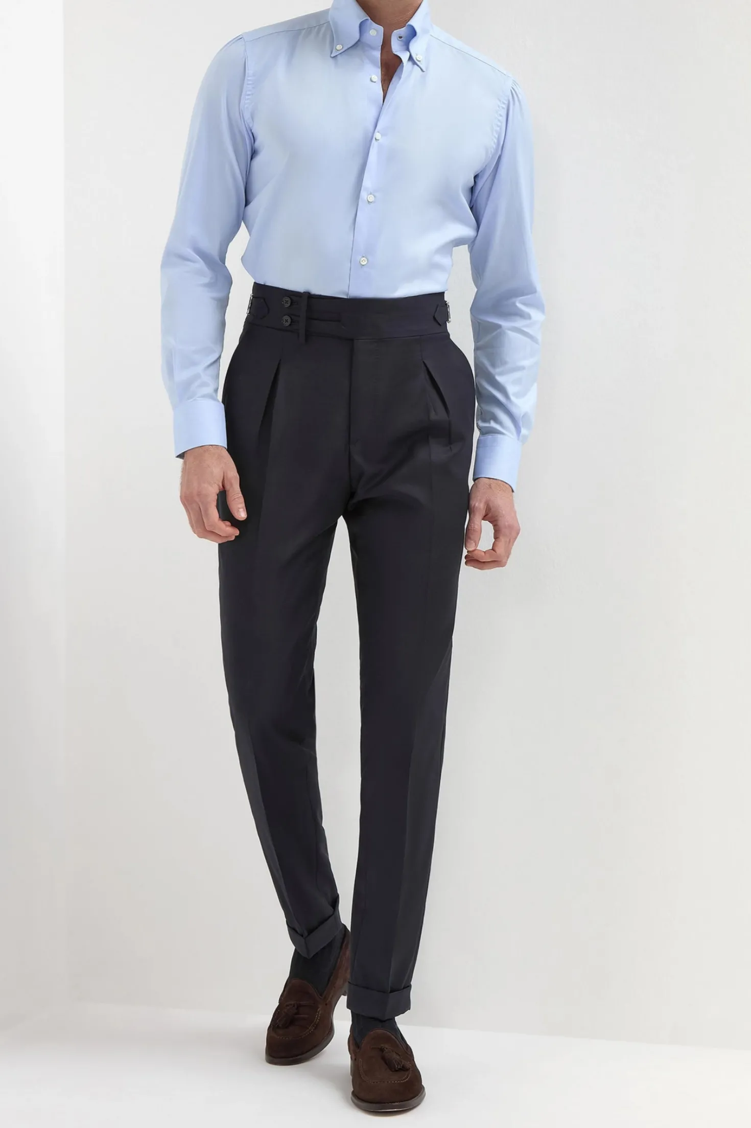 Chemise bleu clair à col boutonné « collection Sartoriale » - Made in Italy