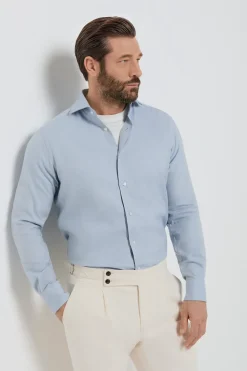 Chemise bleu clair en coton et Tencel™ - Made in Italy